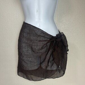 NWT Bikini Bay Brown Semi Sheer Sarong Bathing Suit Cover OS
